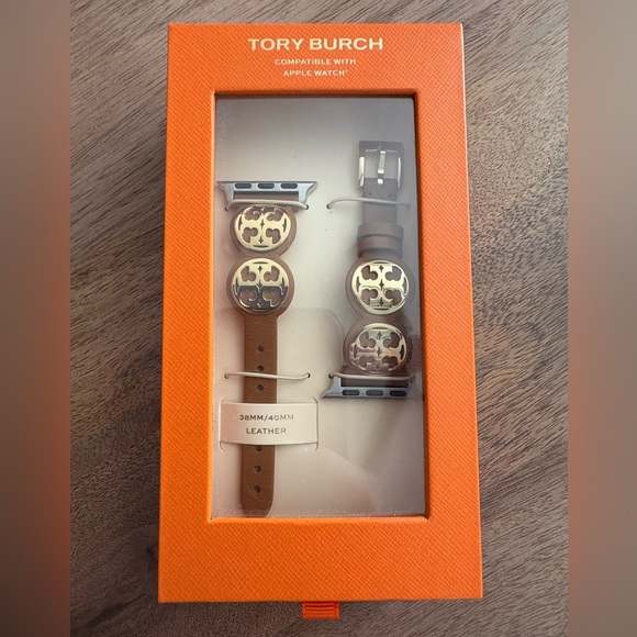 Tory Burch Accessories - Tory Burch Camel Color,Gold metal T logo, Apple Leather Watch Band 38mm/40mm NIB